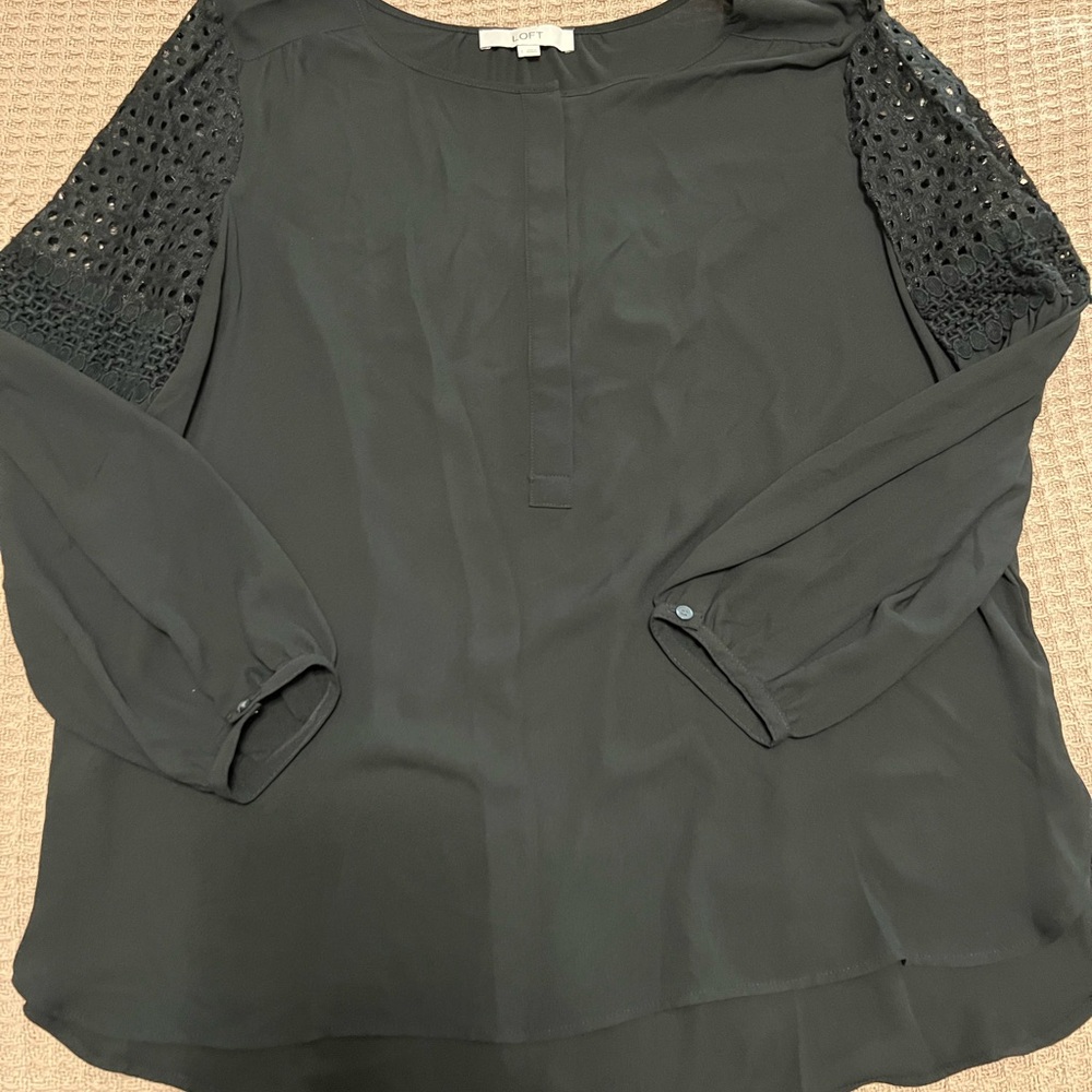 Women's Black Blouse with Lace Sleeves
